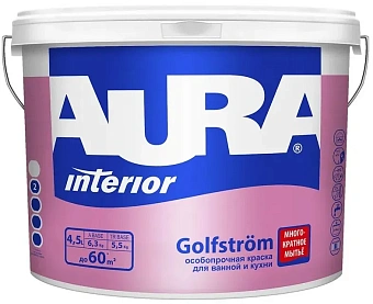 Краска для стен и потолков матовая Aura(Eskaro) Golfstrom Белый основа A 4,5л