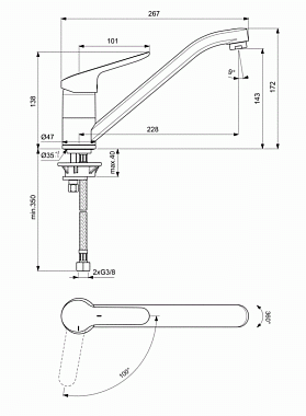 Смеситель для кухни IDEAL STANDARD CERAFLEX BC129AA поворотный излив хром