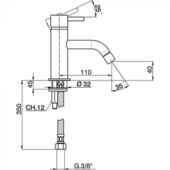 Смеситель для раковины Cisal Less Minimal LM00054021 хром