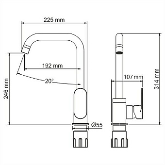 Смеситель для кухни WASSERKRAFT Mindel 8507 поворотный излив белый (матовый)