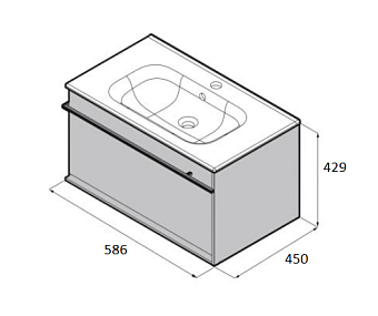 Тумба под раковину подвесная ROCA Aneto 7.8574.2.980.6 45х58,6х42,6см