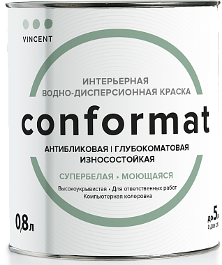 Краска для минеральных поверхностей акриловая/матовая VINCENT DECOR Conformat Прозрачный основа C 0,7л