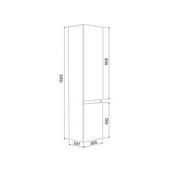 Пенал подвесной IDDIS Zodiac ZOD35W0i97 28х35х150см белый матовый