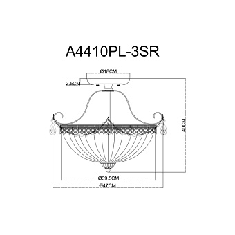 Люстра потолочная Arte Lamp SCHELENBERG A4410PL-3SR 40Вт 3 лампочек E14