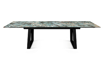 Кухонный стол раскладной AERO 100х200х76см закаленное стекло/керамика/сталь Malahit