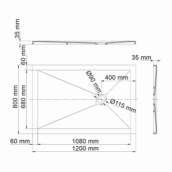 Душевой поддон WASSERKRAFT Aller 10T06 80х120см