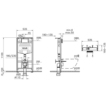 Инсталляция с унитазом VITRA Zentrum 9012B003-7206