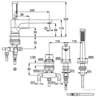 Смеситель для ванны KLUDI Zenta SL 484480565 хром