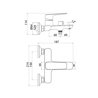 Смеситель для ванны IDDIS Sign SIGSB02i02WA хром
