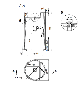 Раковина напольная SALINI ARMONIA 130115GRF 45х45см