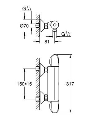 Смеситель для душа GROHE Grohtherm 1000 New 34143003 хром