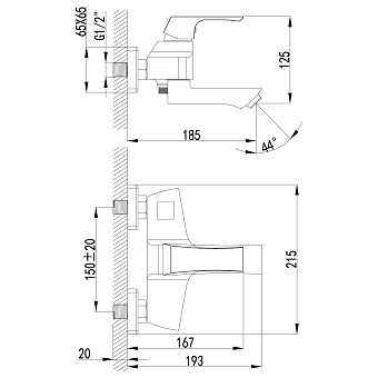 Смеситель для ванны LEMARK Unit LM4514C хром
