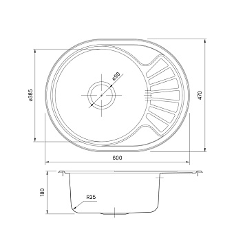 Мойка кухонная IDDIS Suno SUN60PDi77 60х47см сталь