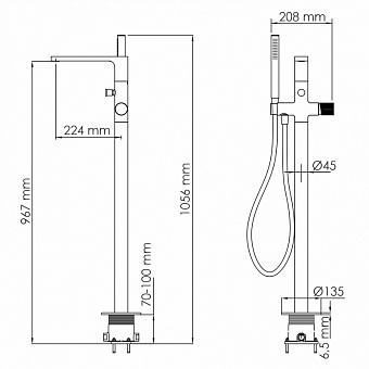 Смеситель для ванны WASSERKRAFT Fulda 5200 5221 чёрный