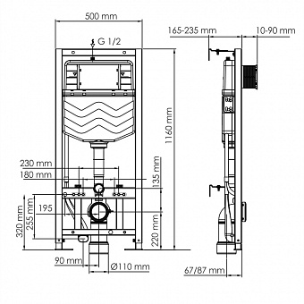 Инсталляция для подвесного унитаза WASSERKRAFT 10TLT.010.ME.CH01