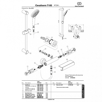 Душевая система IDEAL STANDARD CERATHERM T100 A7234AA хром