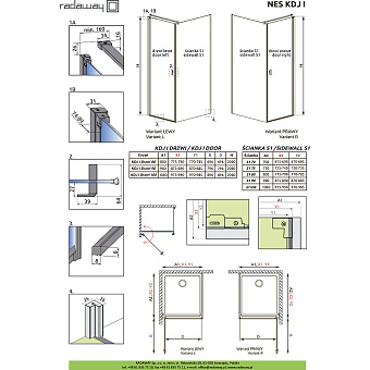 Боковая стенка душевого угла RADAWAY Nes S1 90 200х90см стекло прозрачное