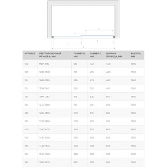 Душевая дверь Vegas Glass ZP ZP 140 05 01 190х140см стекло прозрачное