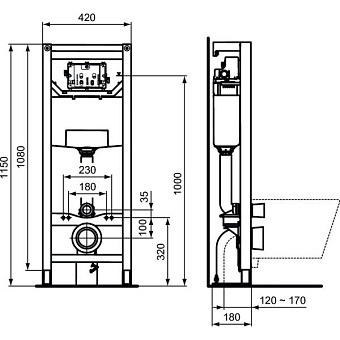 Инсталляция для подвесного унитаза IDEAL STANDARD Built in Cistern R009667