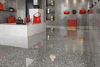 Неполированный керамогранит Atlas Concord Италия MARVEL GEMS ATW6 Terrazzo Grey 60х60см 1,08кв.м.