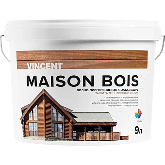 Лазурь для дерева VINCENT DECOR Vincent Maison en Bois белый 9л