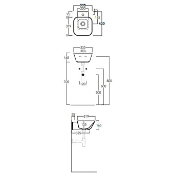 Раковина подвесная SIMAS Wave WA07 bi*1 33,5х43см