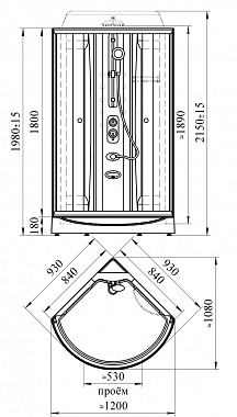 Душевая кабина RADOMIR Паола 1-00-1-0-0-0570 93х93х198см стекло прозрачное