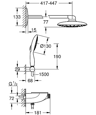 Душевая система GROHE Rainshower System 26446000 хром