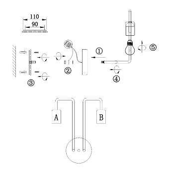 Бра Maytoni Gilbert T532WL-02B 120Вт E27