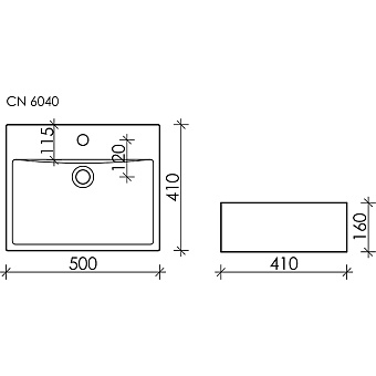 Раковина накладная Ceramica Nova ELEMENT CN6040 50х41см
