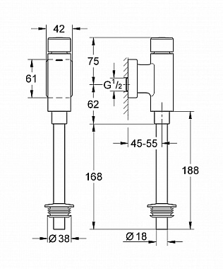 Инсталляция для писсуара GROHE Rondo 37345000