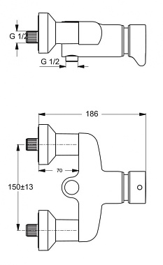 Смеситель для душа IDEAL STANDARD CERAPLUS B8297AA хром