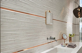 Настенная плитка FAP CERAMICHE Roma Diamond fNHU Line Carrara Brillante 75х25см 0,937кв.м. глянцевая