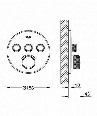 Смеситель для душа GROHE Grohtherm SmartControl 29121A00 чёрный