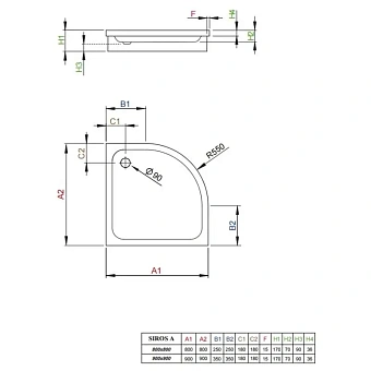 Душевой поддон RADAWAY Siros SBA9917-2 90х90см