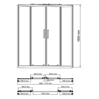Стеклянная шторка на ванну WASSERKRAFT Lippe 45S02-170 150х170см