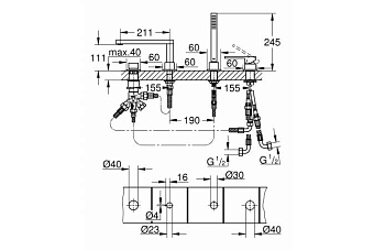 Смеситель для ванны GROHE Plus 29307003 хром