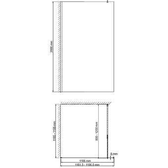 Перегородка для душа WASSERKRAFT Abens 20W40 200х120см стекло прозрачное
