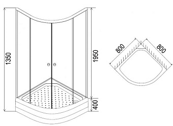 Угловое ограждение Loranto CS-8010S 80*80*195 195х80см стекло матовое