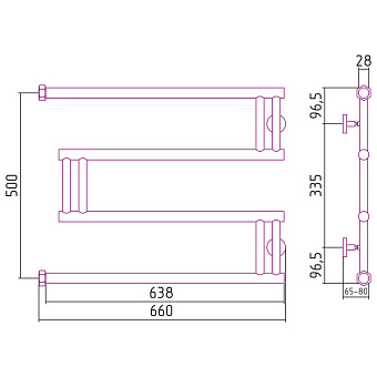 Полотенцесушитель СУНЕРЖА High-Tech 00-0050-5065 хром