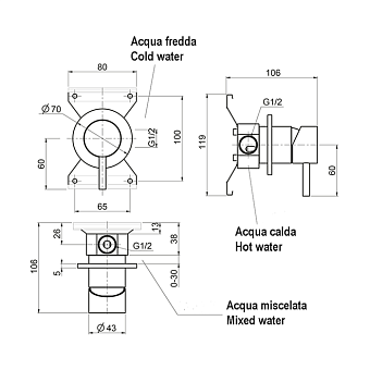 Смеситель для душа Cisal Xion XI000304D1 нержавейка