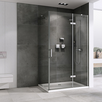 Угловое ограждение Abber Zart AG08090-S101 195х100см стекло прозрачное