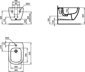 Биде подвесное IDEAL STANDARD TESI T3552V3