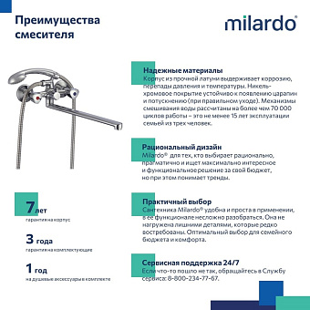 Смеситель для ванны MILARDO Tring TRISBL2M10 хром глянец