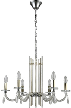 Люстра подвесная CRYSTAL LUX AURELIO AURELIO SP6 GOLD+CHROME/TRANSPARENT 360Вт 6 лампочек E14