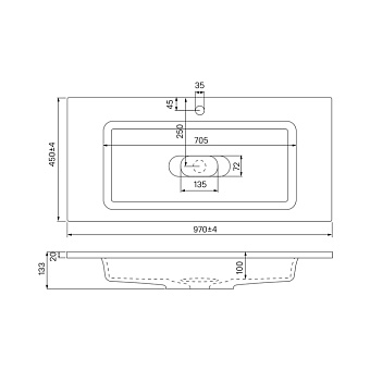 Раковина встраиваемая сверху IDDIS Optima Home 4501000i28 97х45см