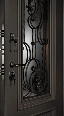 Входная дверь АНТАРЕС Виктория Z0000010955 870х2050мм Муар с разноцветными блестками темно-коричневый\Кремово-белый левая