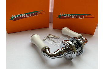 Дверная ручка нажимная MORELLI UMBERTO MH-41-CLASSIC PC/W белый/хром