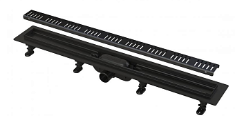 Душевой лоток Alcaplast APZ10BLACK-650M 65х6,5см горизонтальный сток с решёткой и опорами