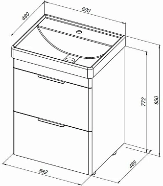 Тумба под раковину напольная AQUANET Ирис new 310152 48х60х85см